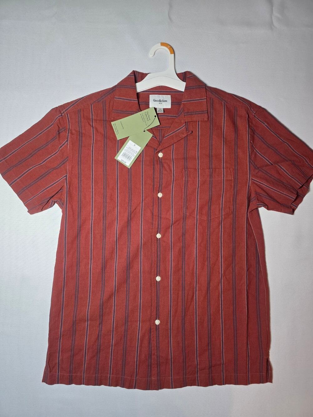 Goodfellow & Co The Vacay Collection Striped Shirt Button Front Short Sleeve